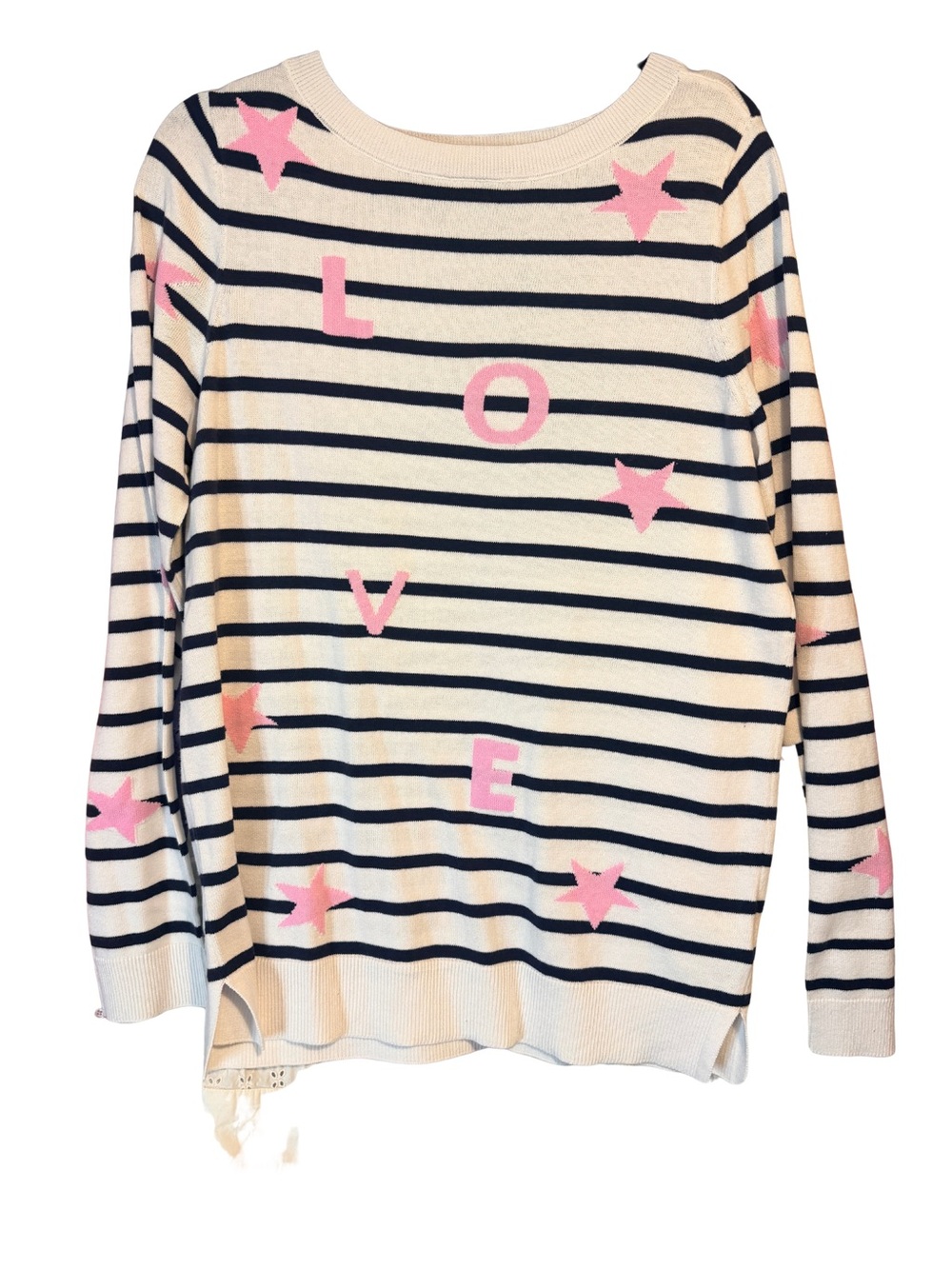Simply Tall | Tribal Cream Striped Sweater | 100% Cotton | Medium Tall